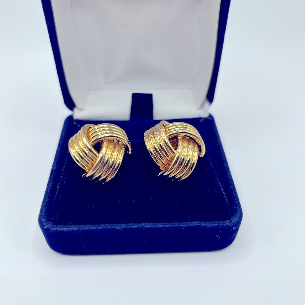 Sophisticated Gold Knot Earrings - Picture 7 of 7